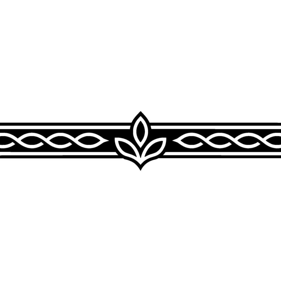 Minimalist Black And White Ornamental Border With Leaf Motif vector