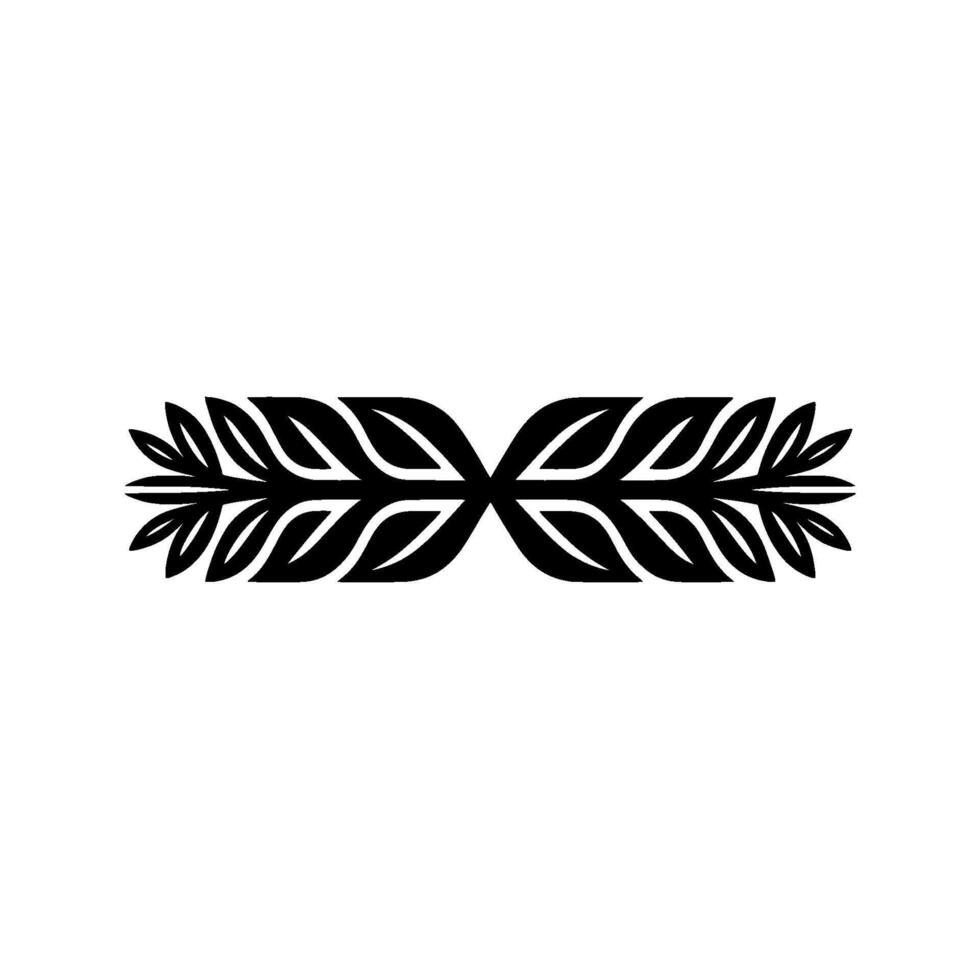 Symmetrical Leaf Motif In Black On White Minimalist Element vector
