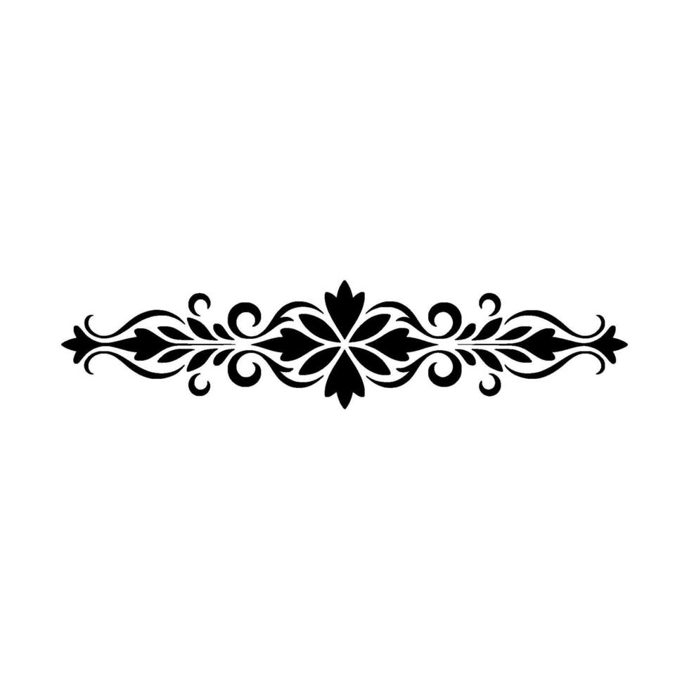 Decorative Floral Border Element Black Flourish On White, Art vector