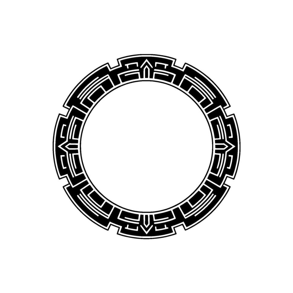 Geometric Circular Frame, Decorative Border Element, Black White, Minimalist vector