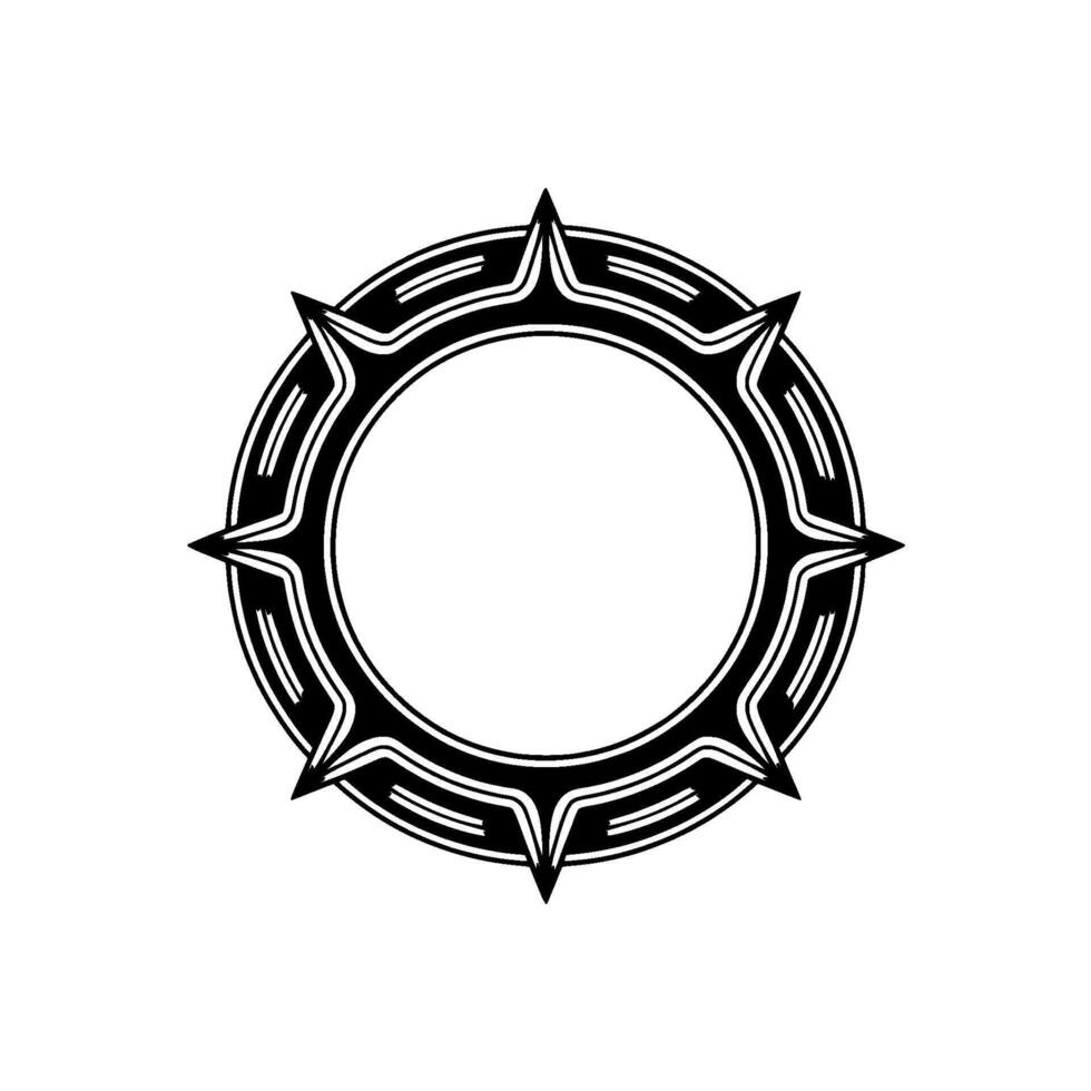 Modern Geometric Circle Frame, Decorative Badge Element, Black Silver vector