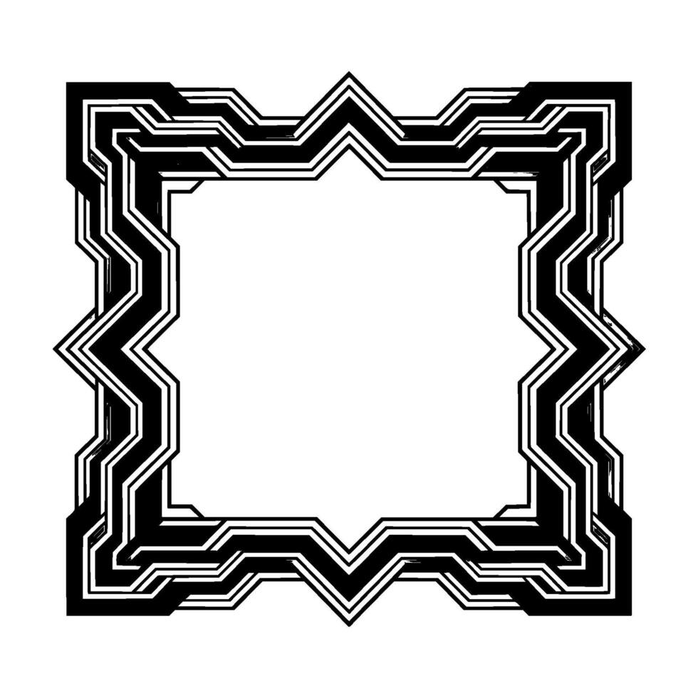 Geometric Frame Art Deco Inspired Border With Zigzag Lines vector