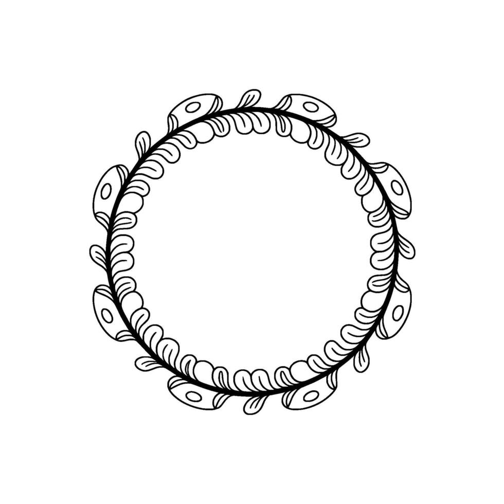Minimalist Botanical Circle Frame, Style vector