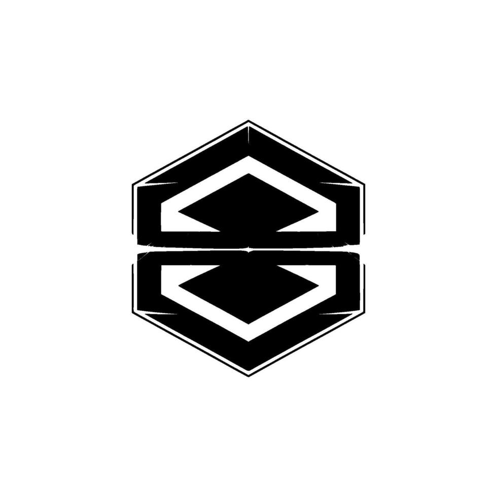 Abstract Hexagon In Reflection, Tech, Monochromatic, Clean Aesthetic vector