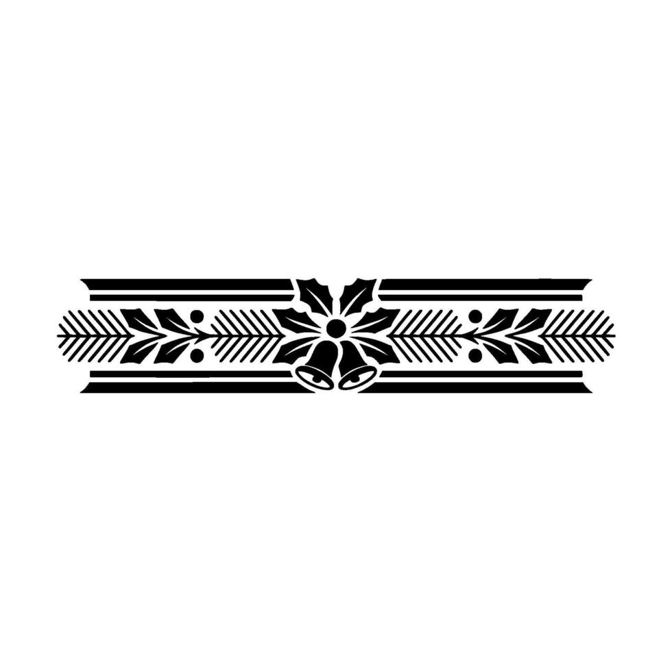 Elegant Black And White Christmas Border, Holly, Bells, And Festive vector