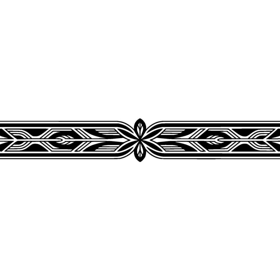 Geometric Black White Border Elegant Floral Motif On White vector