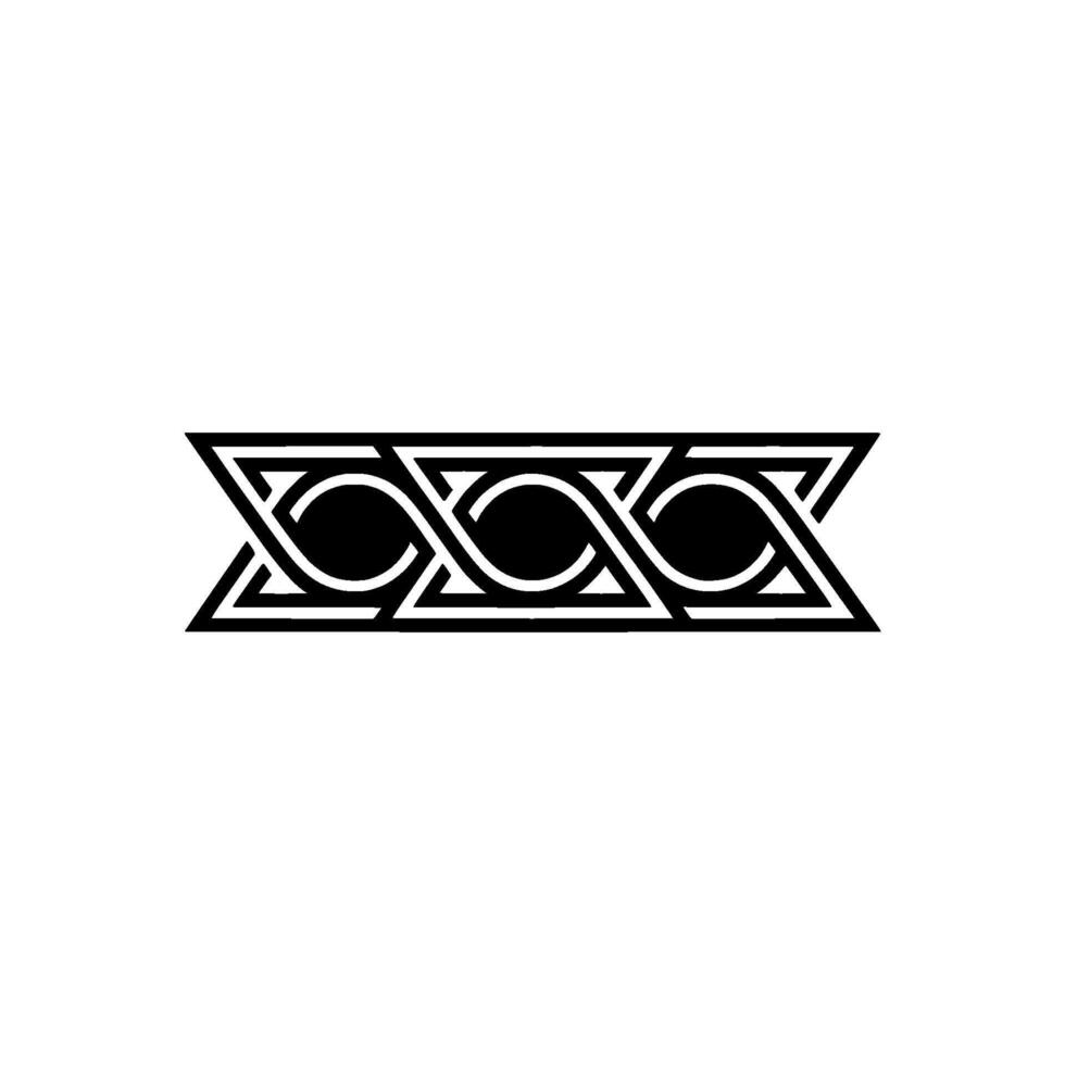Geometric Interlocking Ornament, Black White, Minimalist vector