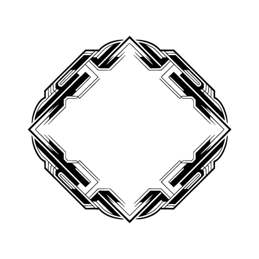 Art Deco Octagonal Frame, Geometric Black And White vector