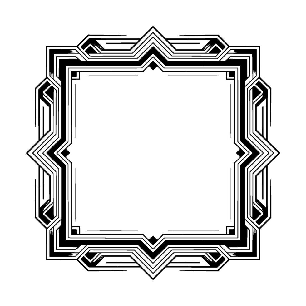 Art Deco Geometric Frame, Monochrome vector
