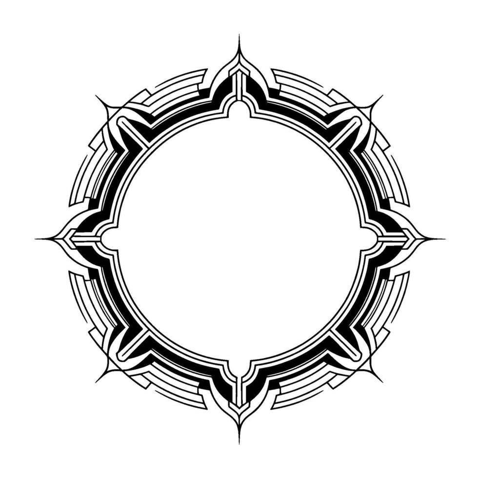 Elegant Art Deco Frame On White, Circular Geometric vector