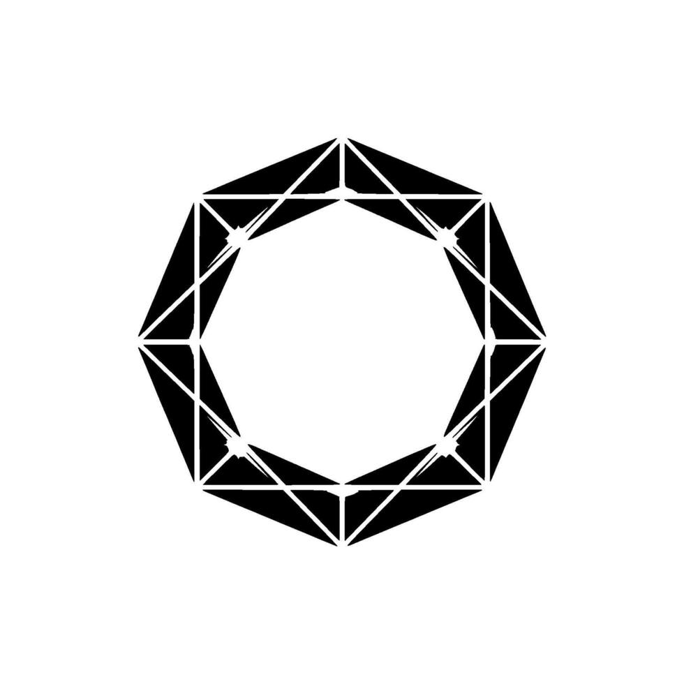 Geometric Black Octagon With Light Glare On White vector