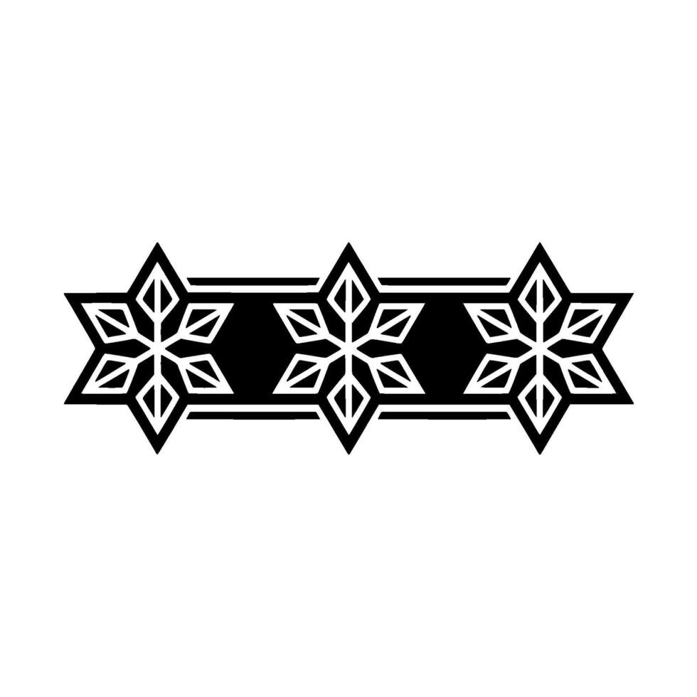 Geometric Snowflake Pattern Border, Black And White, Minimalist vector