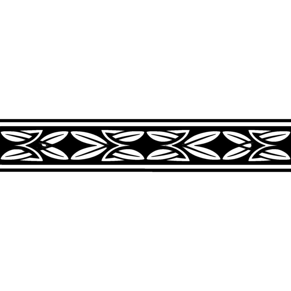 Elegant Black And White Leaf Pattern Border On White Background vector
