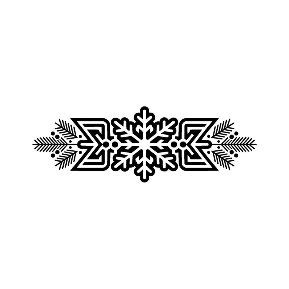 Geometric Snowflake Pine Border Winter Holiday Ornament vector