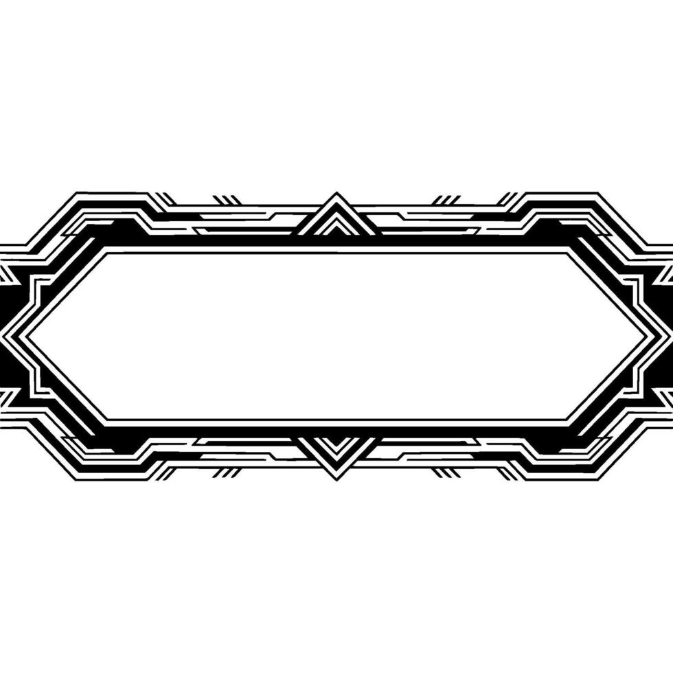 Art Deco Geometric Frame, Black White, Label, Retro vector