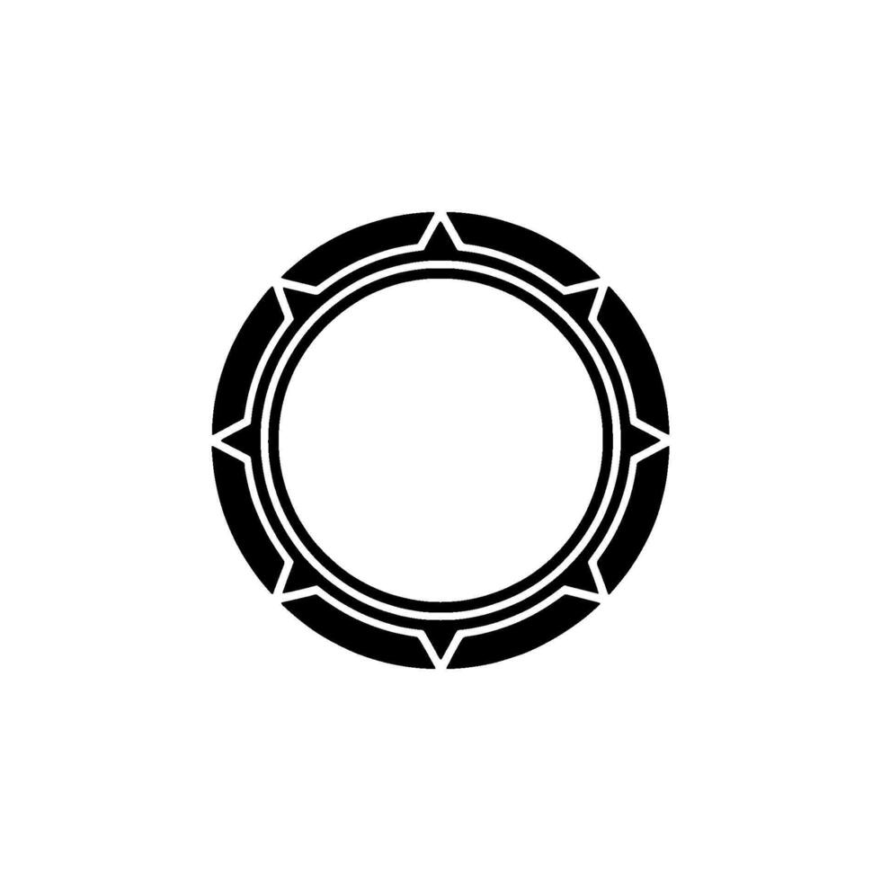 Modern Black White Circle Element With Starlike Accents On A White Background vector