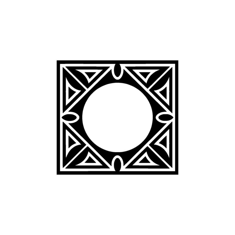 Geometric Black White Ornament On White Background, Minimalist vector
