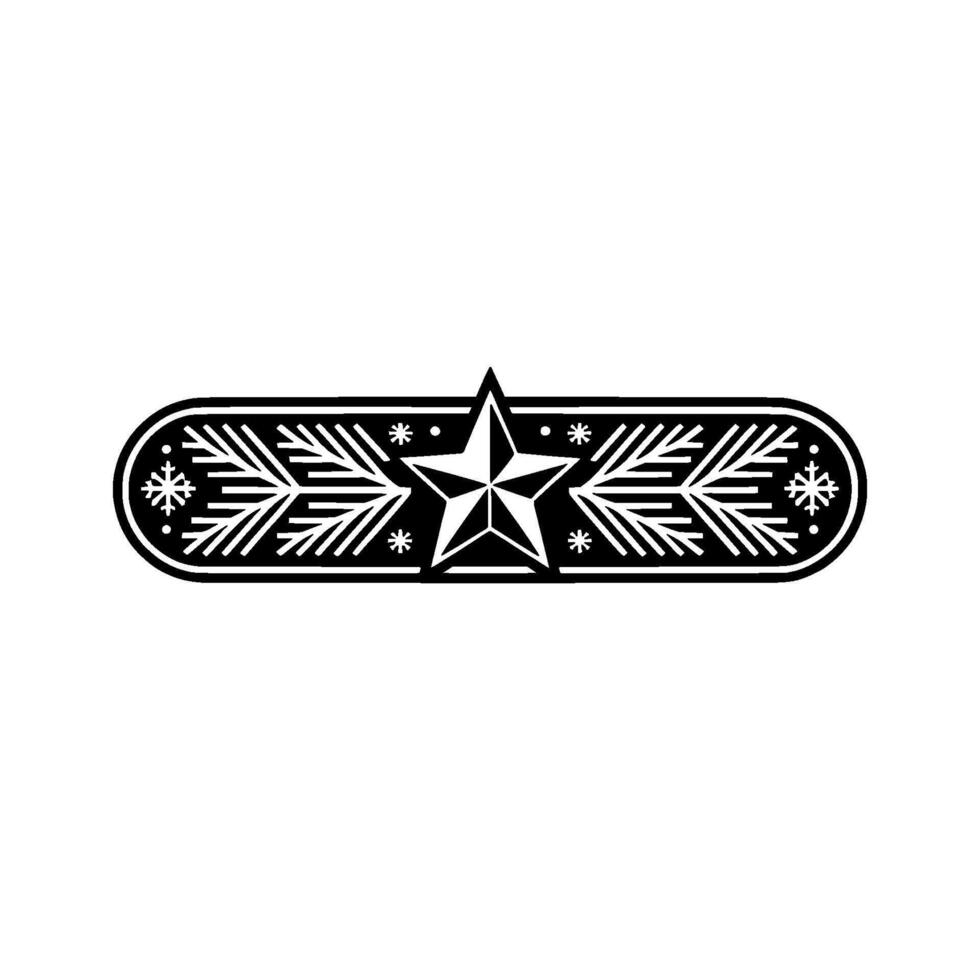 Minimalist Christmas Star And Fir Branch Emblem On White vector