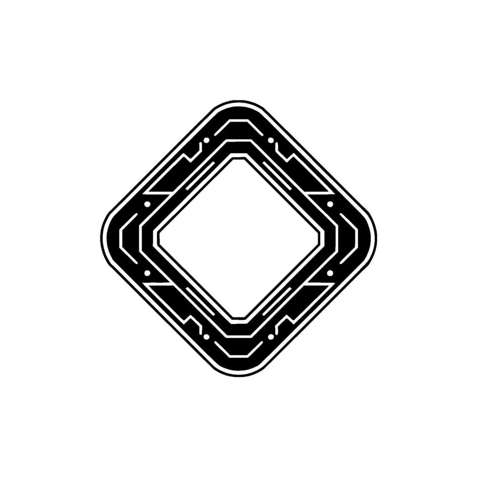 Geometric Tech Black White Square Frame, Minimalist Tech vector