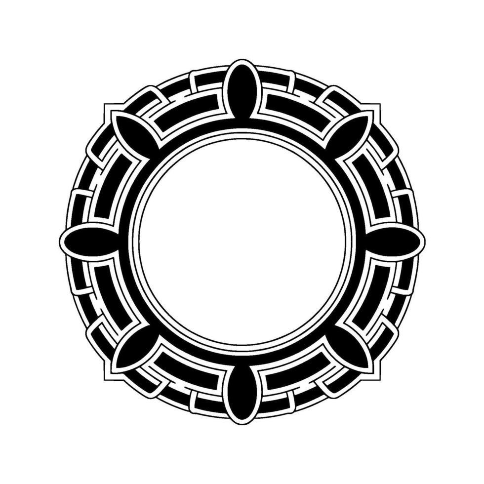 Geometric Decorative Circular Frame In Black And White vector