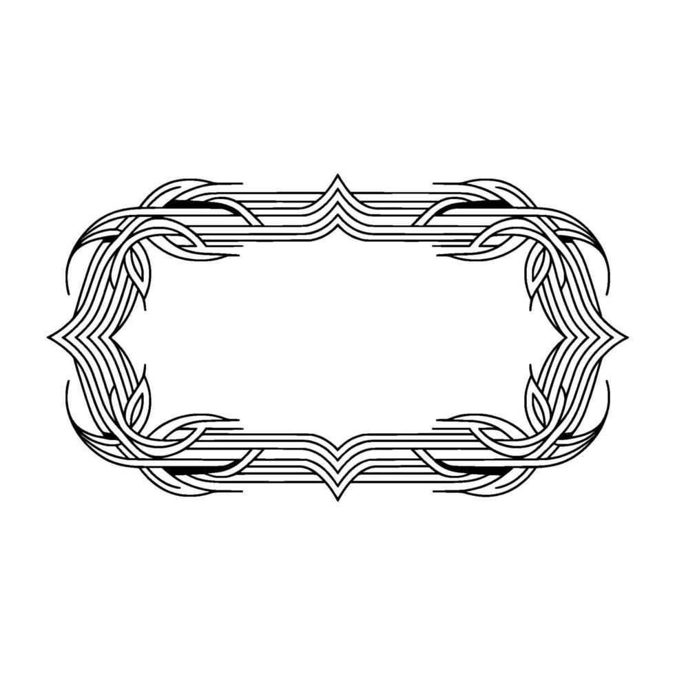 Elegant Art Deco Frame, Black Lines On White, Minimalist vector
