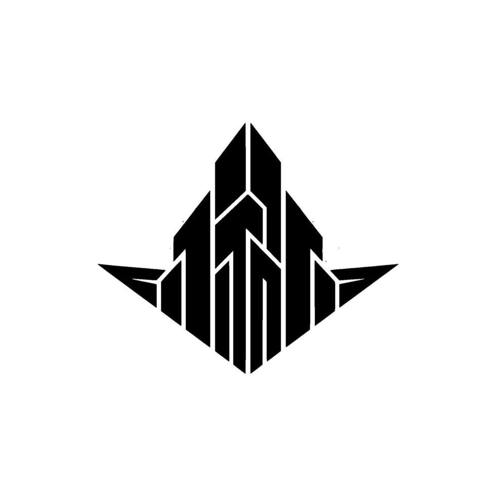 Abstract Architectural Black Geometric Cityscape On White Grid vector