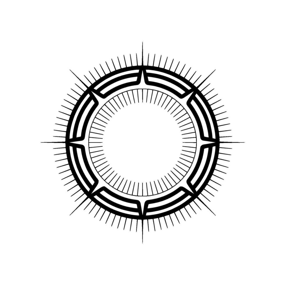 Abstract Geometric Sunburst In Black And White vector