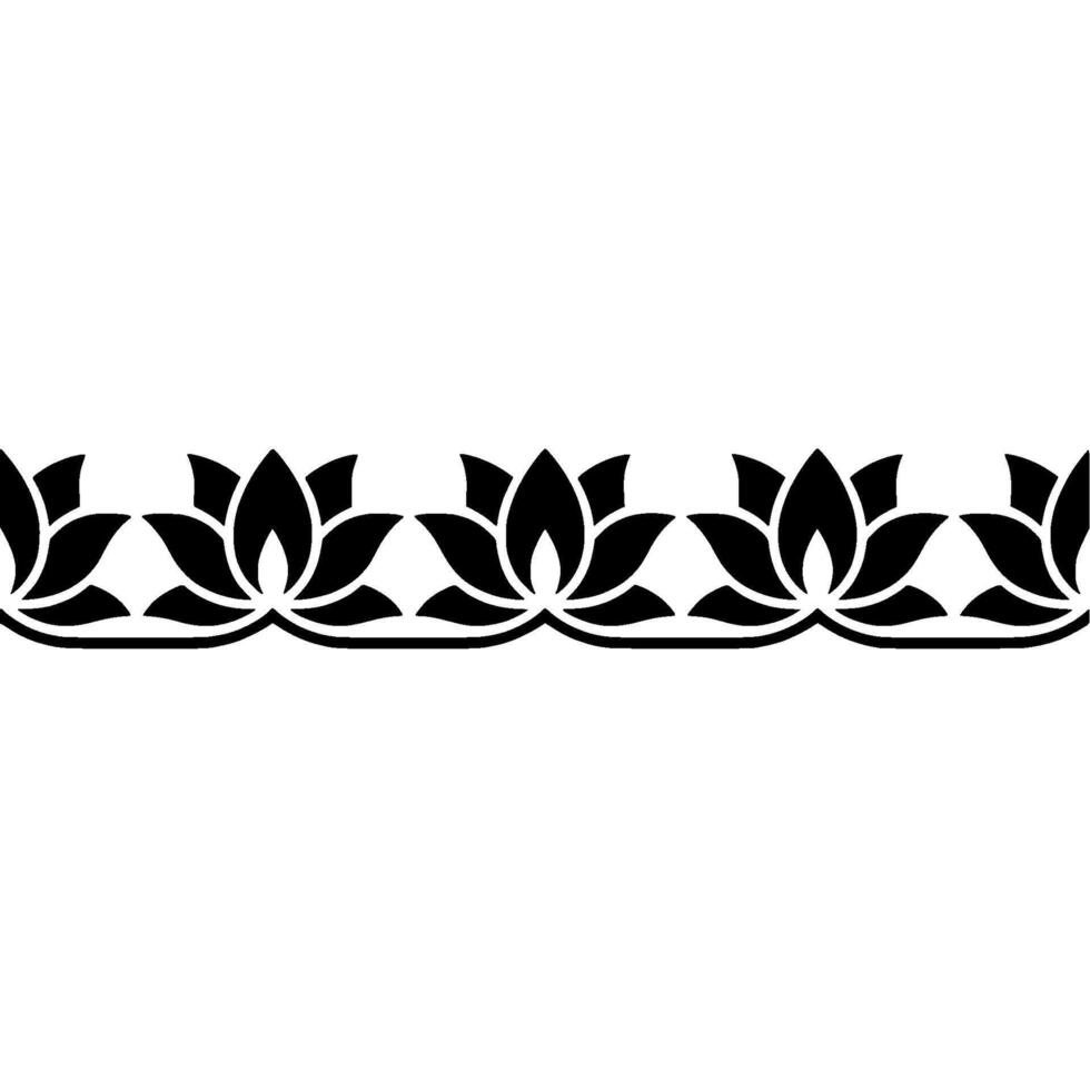 Black Lotus Border On White Elegant Floral vector