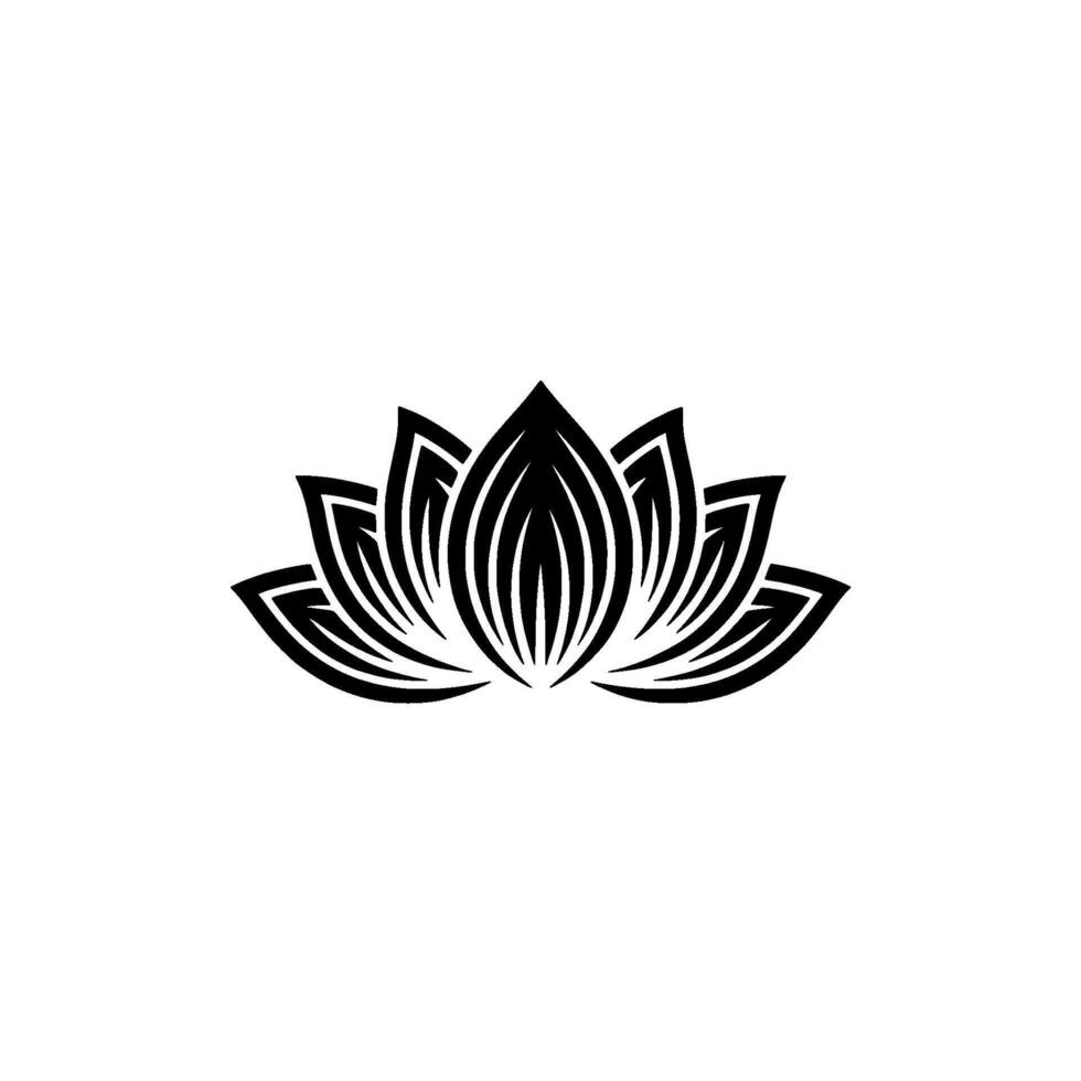 Minimalist Black Lotus Flower On Offwhite, Modern vector
