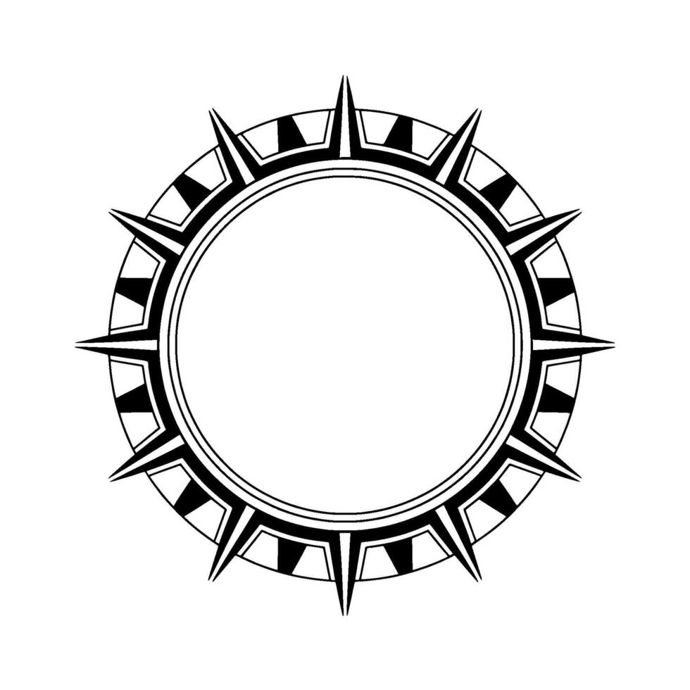 Geometric Sunburst Circle Frame, Black And White vector