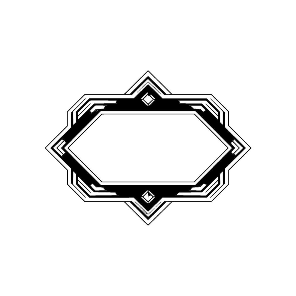 Art Deco Label, Geometric Frame, Grayscale, Elegant Blank vector