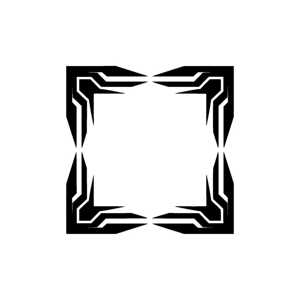 Geometric Futuristic Border Frame, Black And White vector