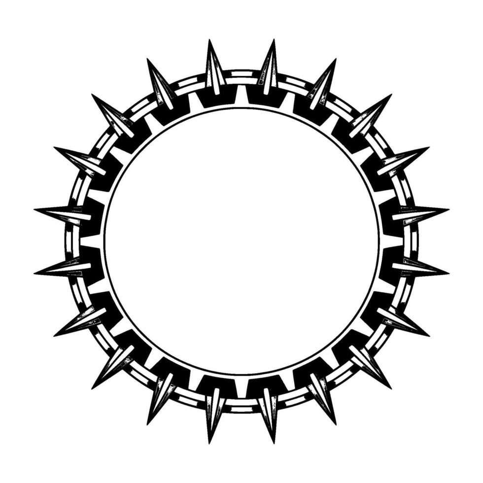 Geometric Spiked Circle Frame Modern Tattoo vector