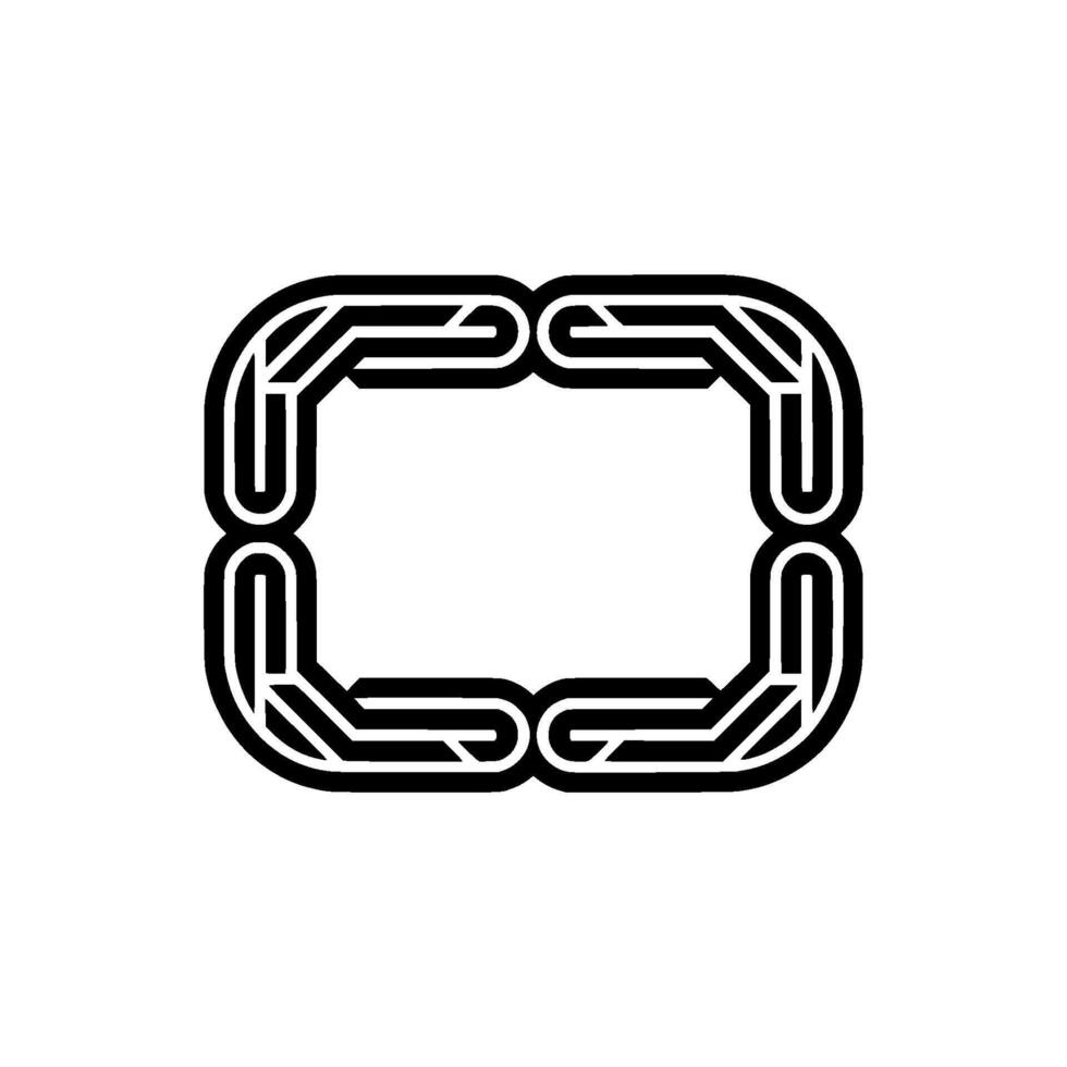 Retro Geometric Frame, Black Lines On White, Modern vector