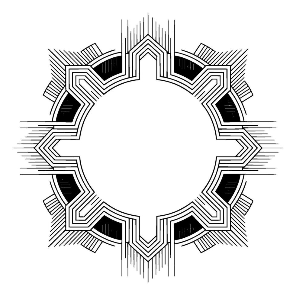 Geometric Art Deco Frame With Concentric Lines Elegant Minimalist vector