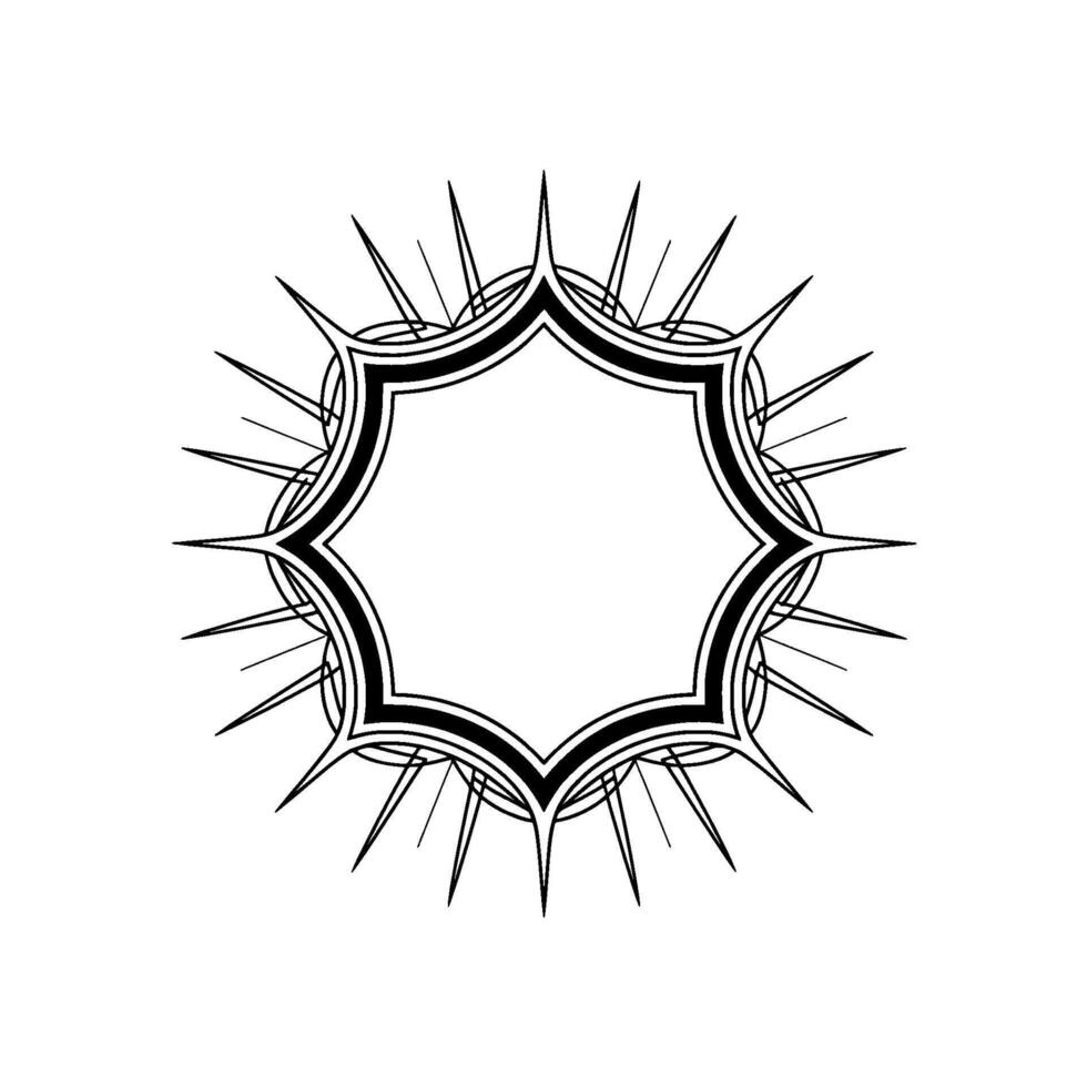 Decorative Starburst Frame In Black White Minimalist vector