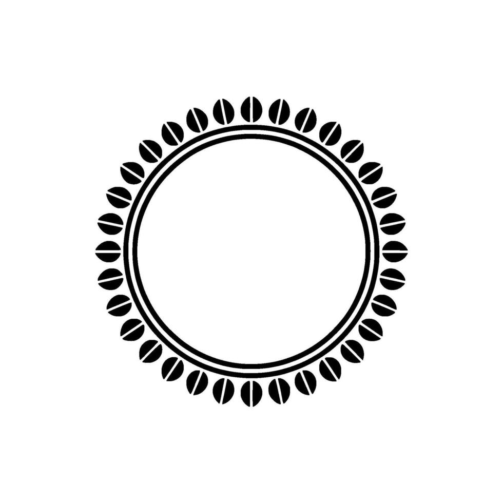 Minimalist Black Circular Frame With Decorative Embellishments On Gray Background vector