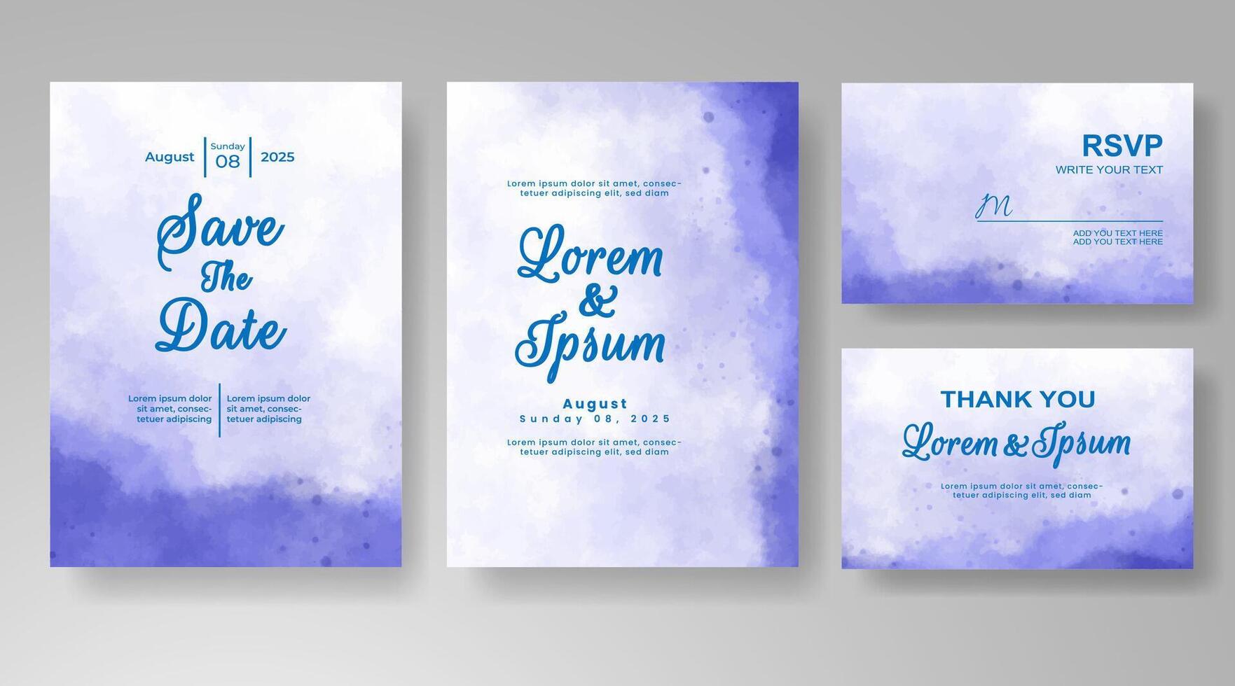 A graceful mix of color and texture enhances this watercolor wedding invite. vector