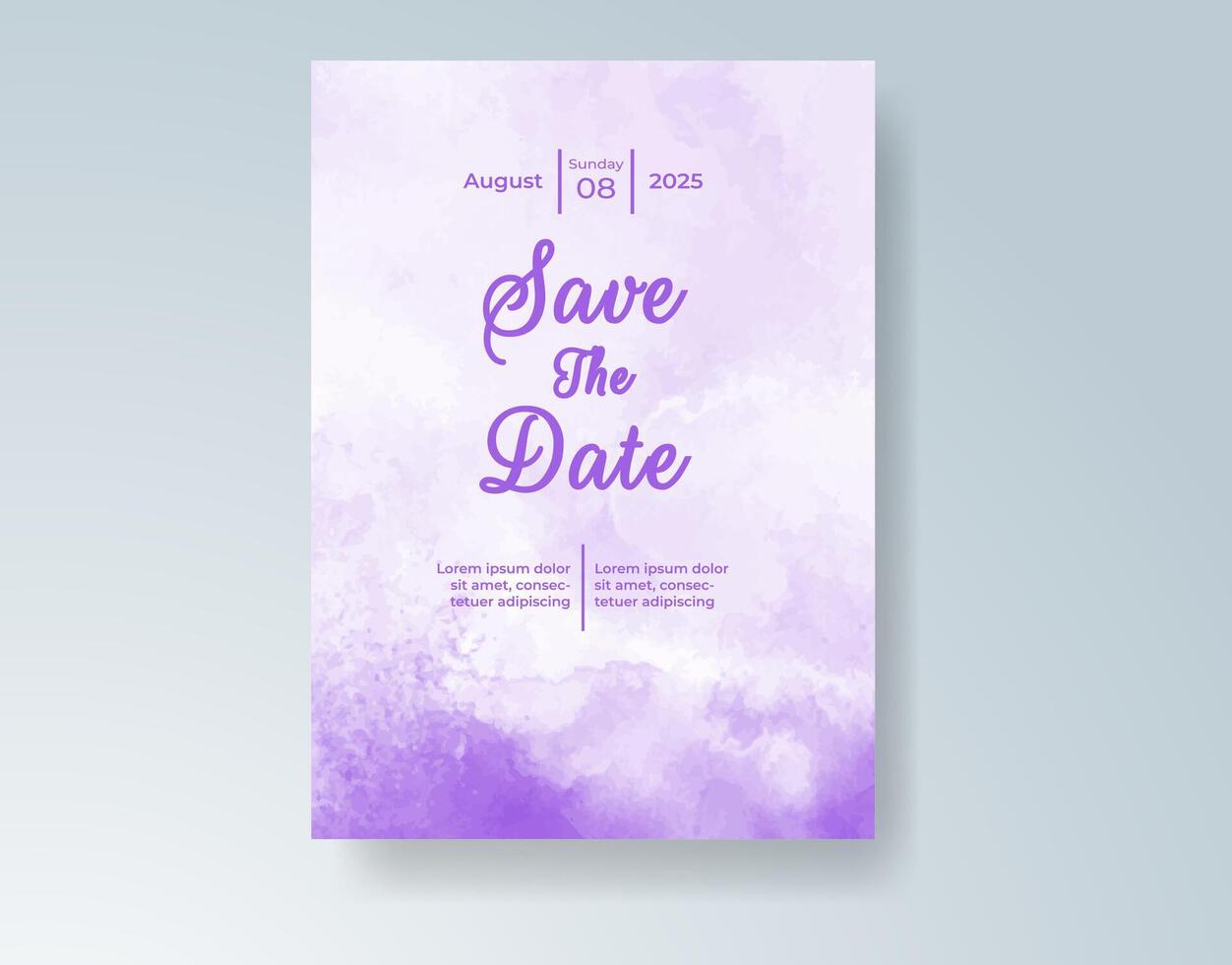 Soft lavender sky in a dreamy watercolor invitation. vector