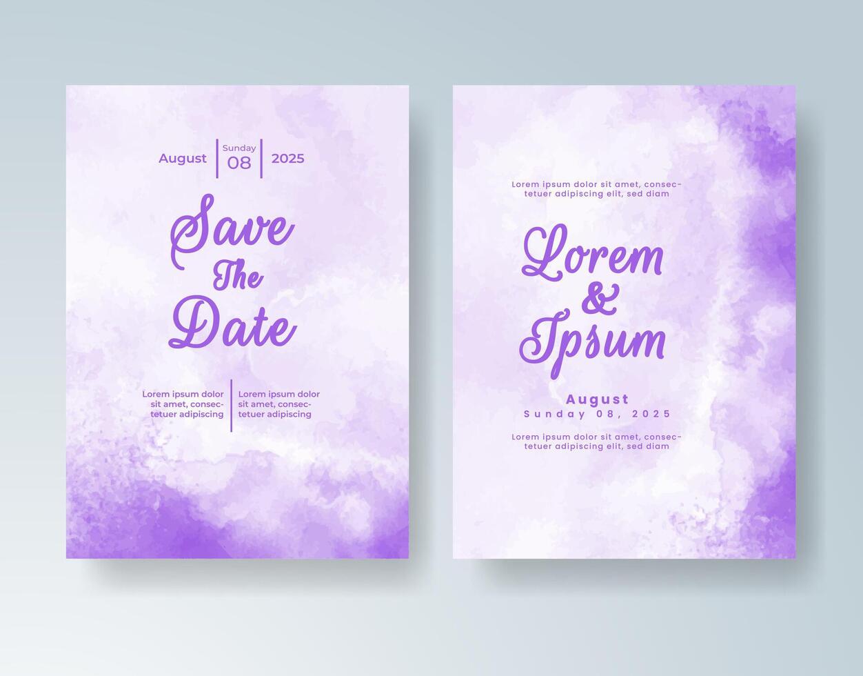 Artful wedding invitation with expressive watercolor forms. vector
