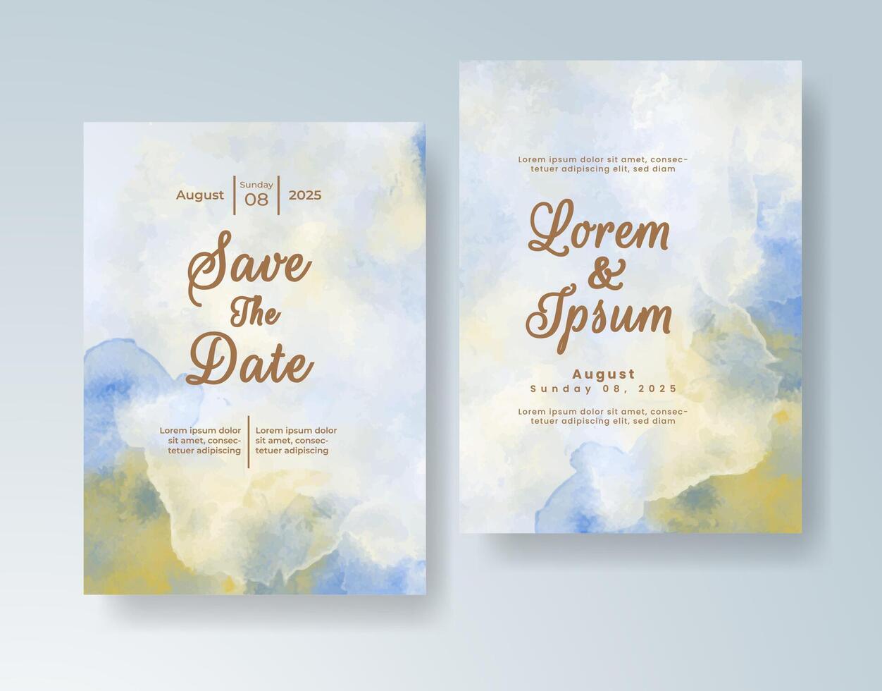 Chic wedding invitation with a watercolor ombre background. vector