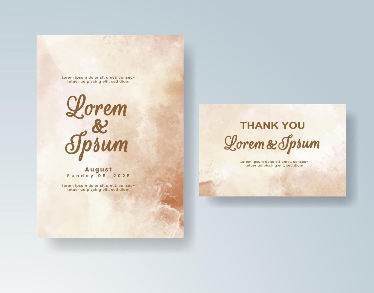 Earthy tones and watercolor flow in this boho wedding invite. vector