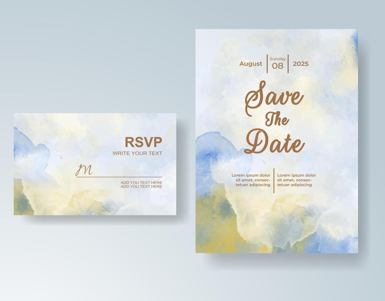 Watercolor-inspired invitation with serene tones and artistic texture. vector