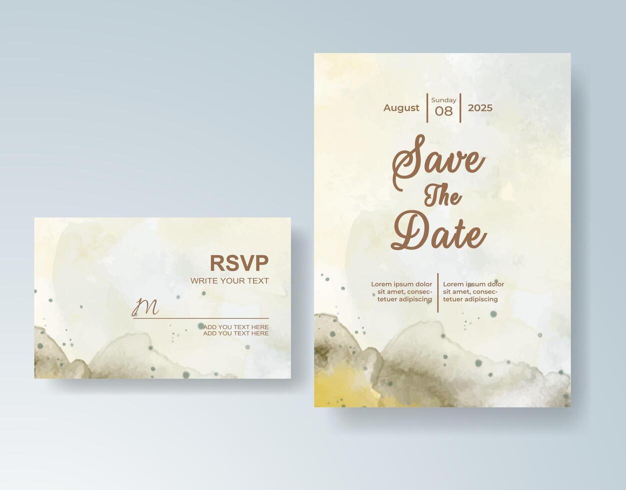 Graceful invitation with abstract watercolor washes and delicate text. vector