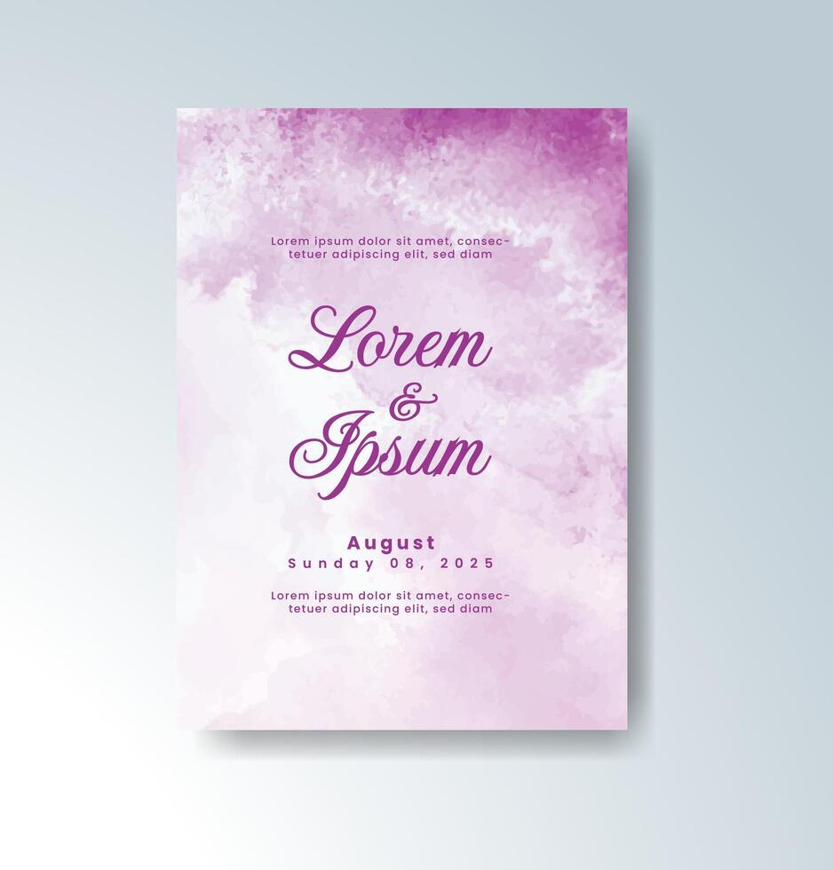 Wedding invitation with soft watercolor splash gradients. vector