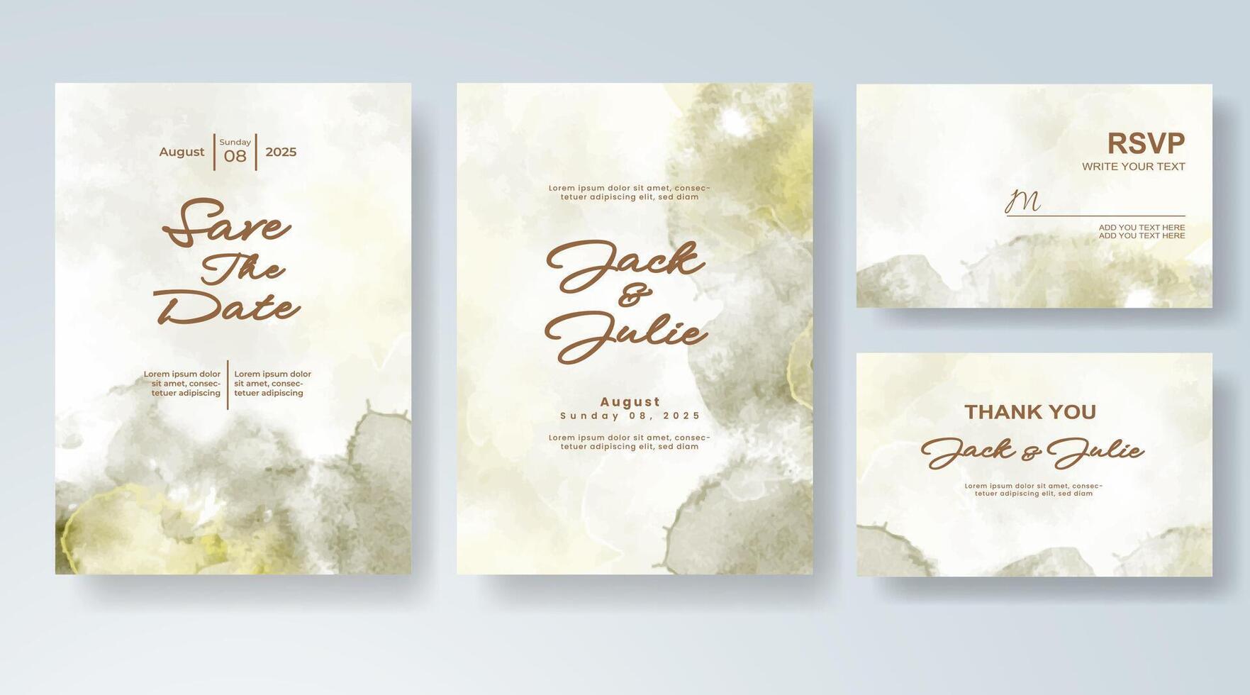 Unique wedding card featuring abstract painted splashes. vector