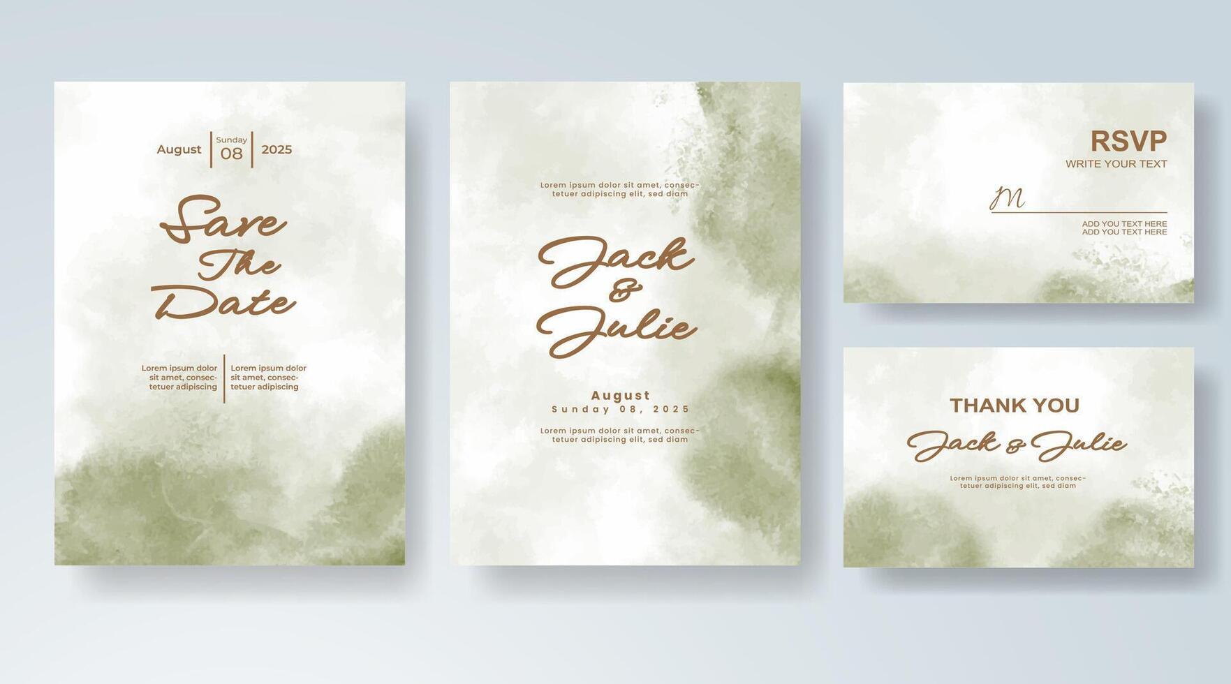 Romantic invitation featuring soft watercolor splashes in pastel hues. vector