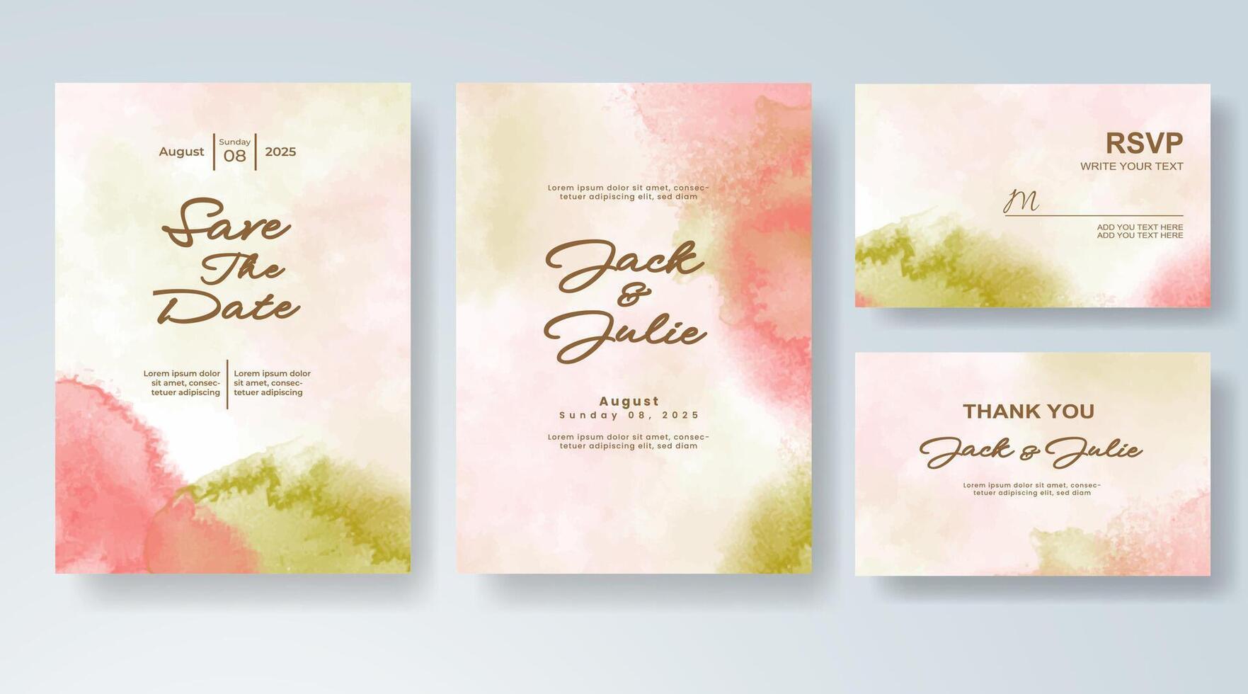 Wedding invitation with soft elegance in abstract paint. vector