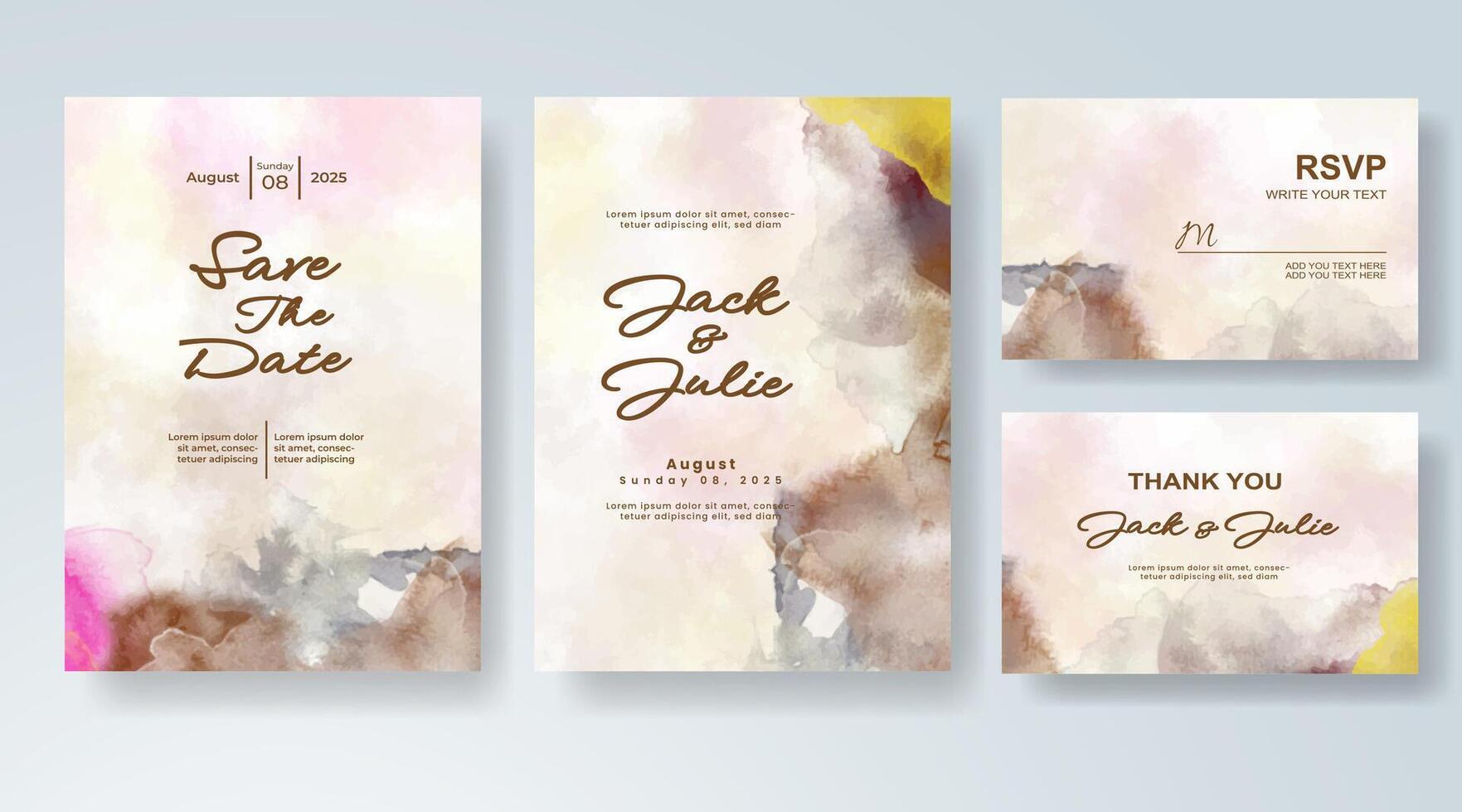 Subtle movement in painted wedding card. vector