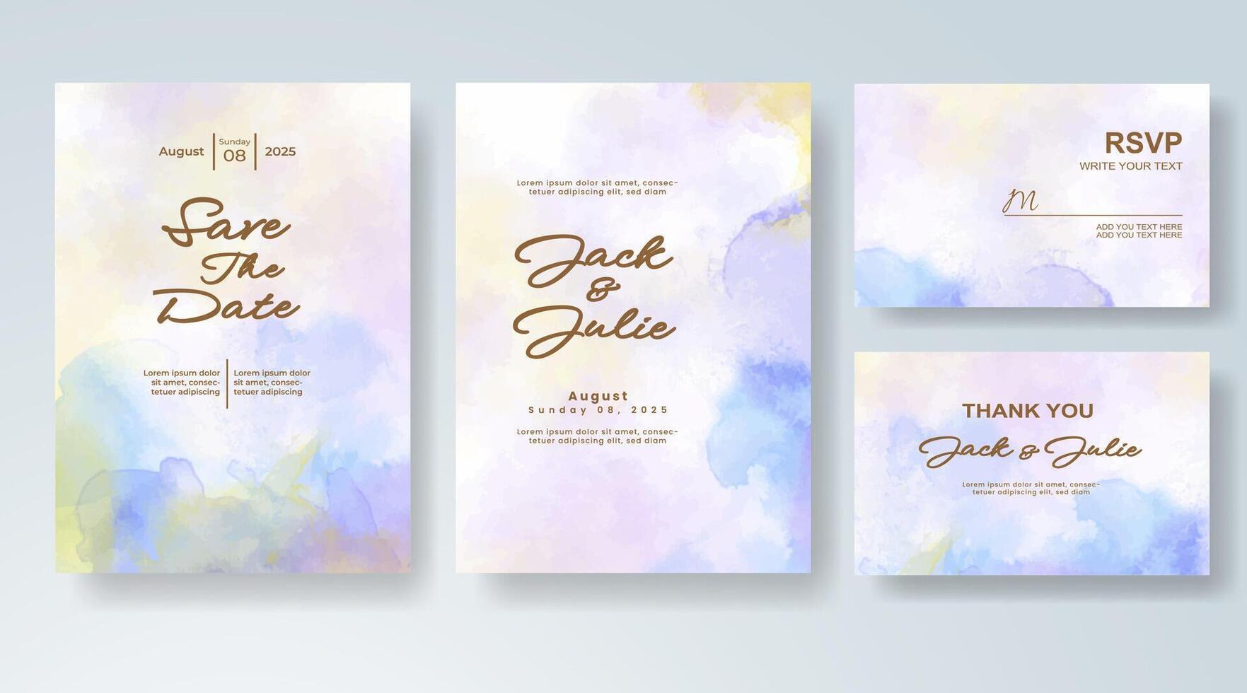 Gentle visual flow in watercolor invite. vector